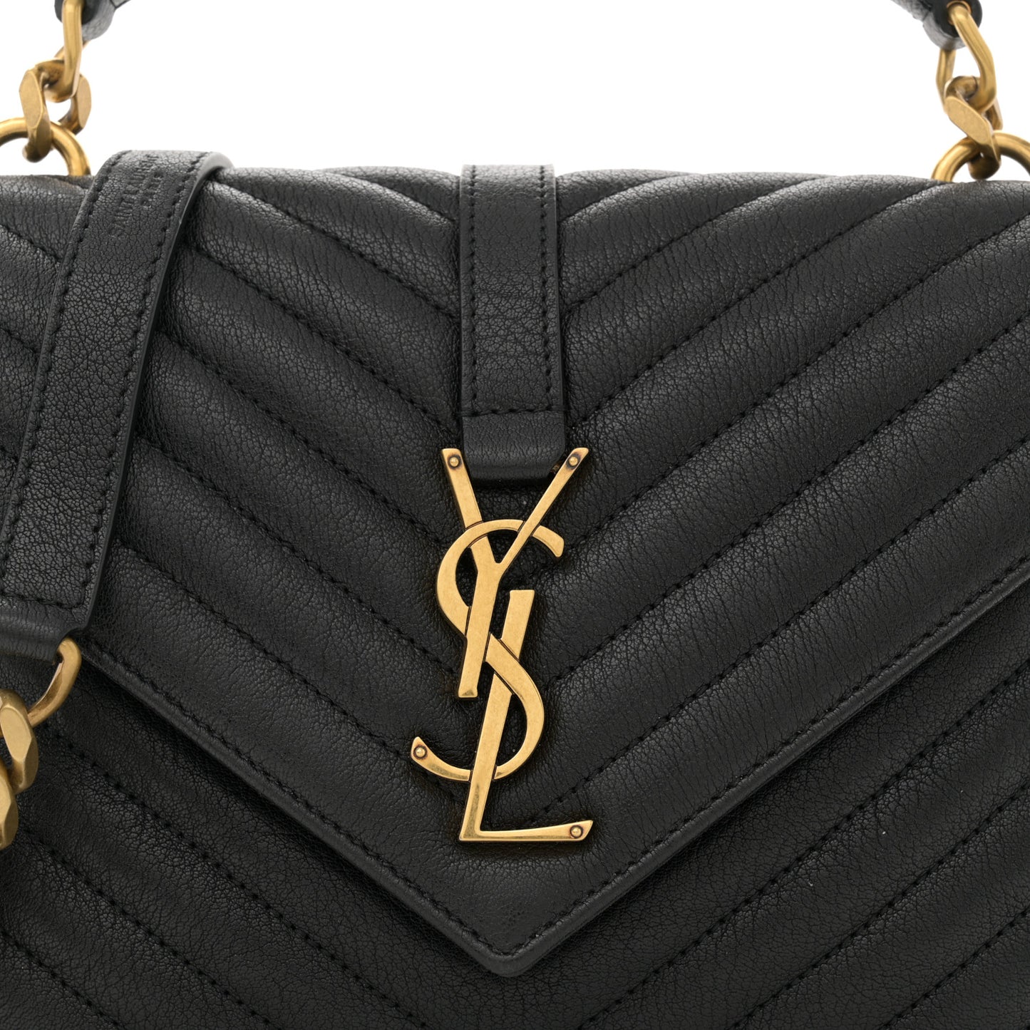 Sheepskin Matelasse Chevron Monogram Medium College Bag Black