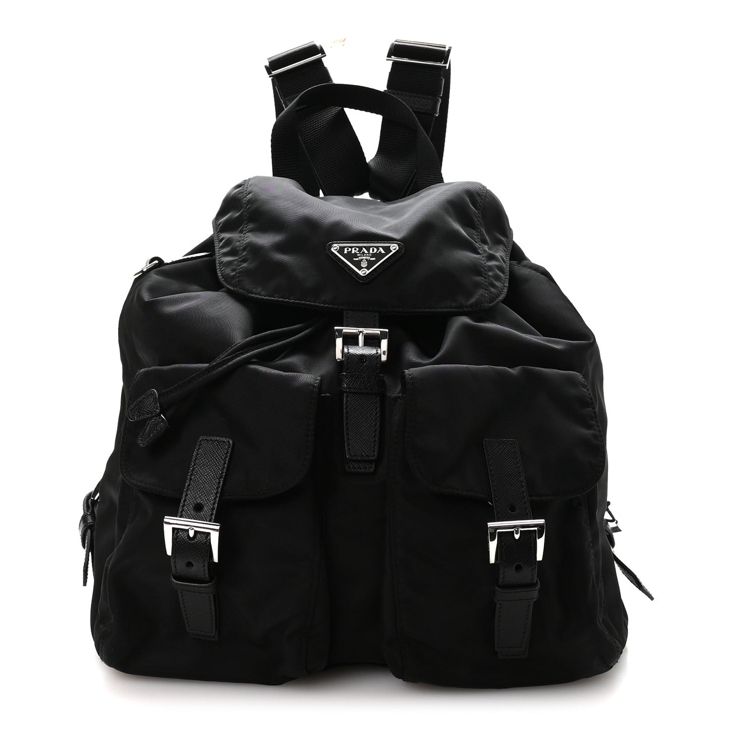 Re-Nylon Saffiano Medium Backpack Black