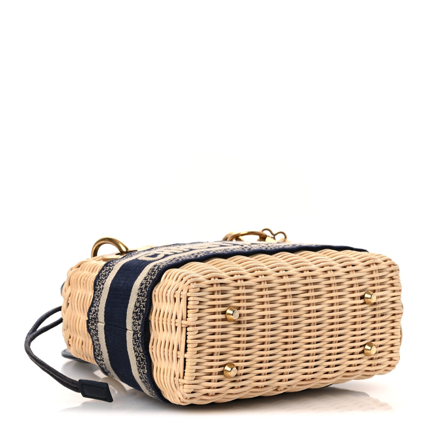 Wicker Oblique Mini Lady Dior Bag Blue