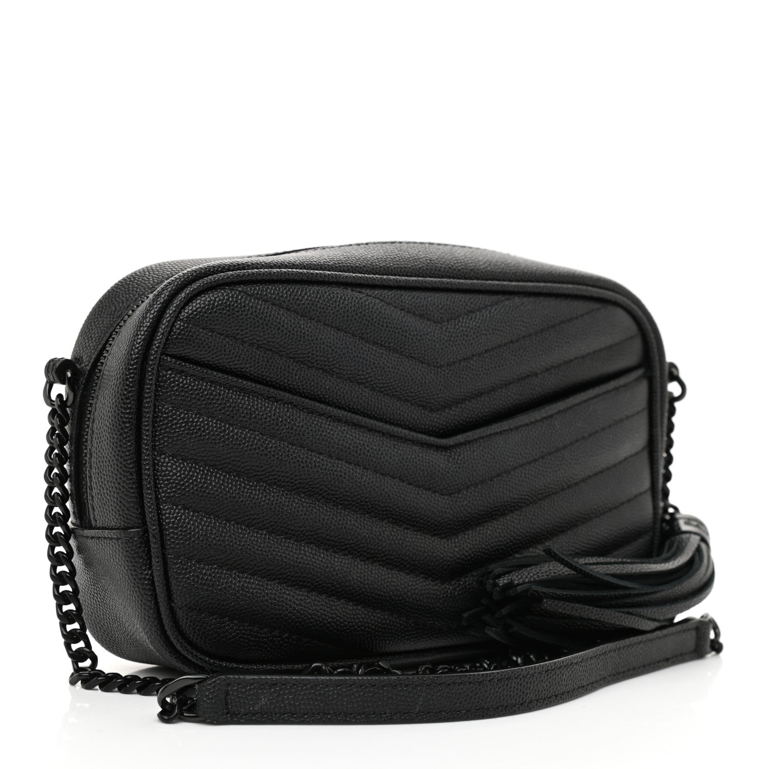 Saint Laurent Grain De Poudre Matelasse Monochrome Monogram Mini Lou Camera Bag Black 3 of 8