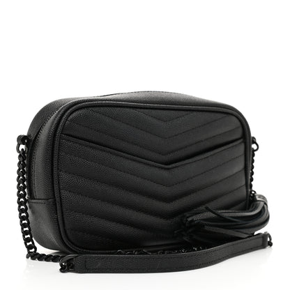 Saint Laurent Grain De Poudre Matelasse Monochrome Monogram Mini Lou Camera Bag Black 3 of 8