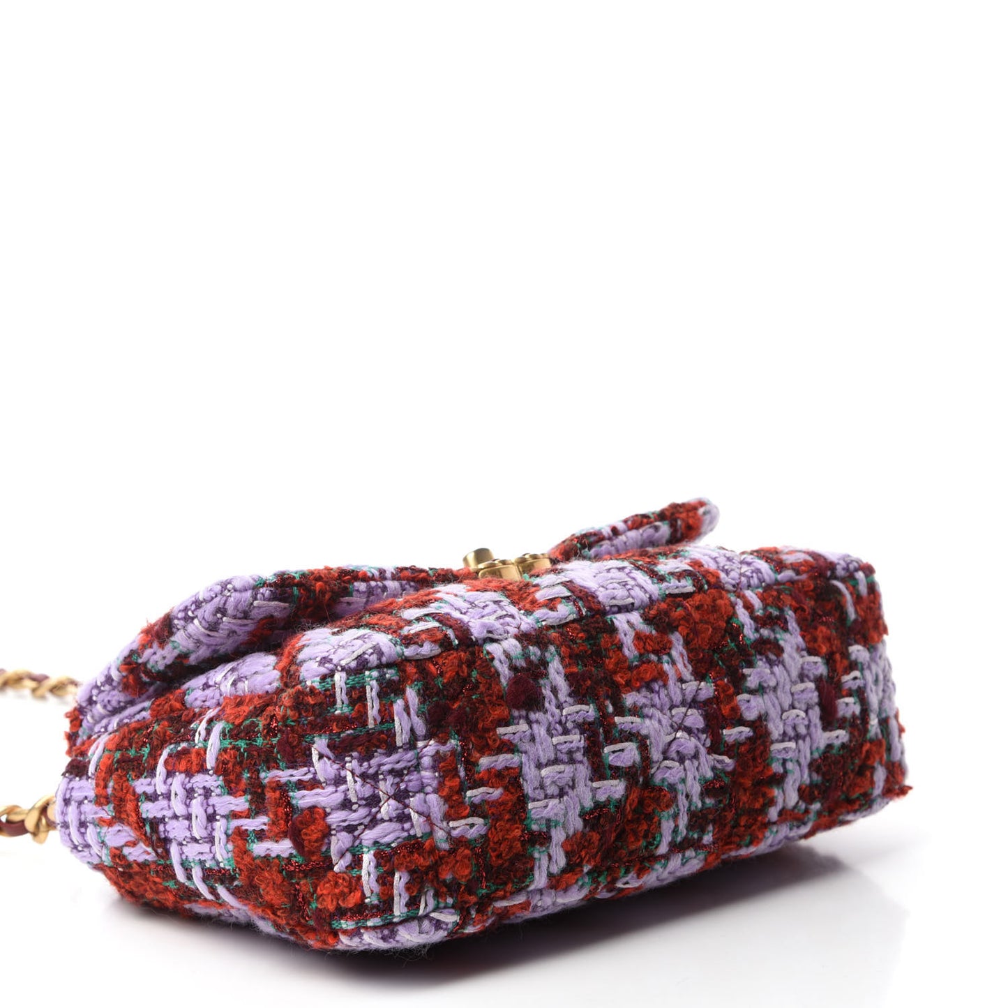 Tweed Quilted Medium Chanel 19 Flap Red Purple Green