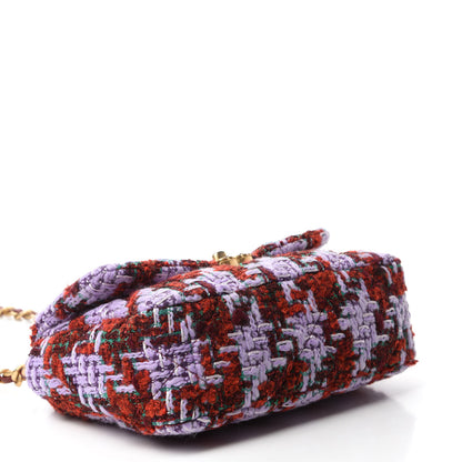 Chanel Tweed Quilted Medium Chanel 19 Flap Red Purple Green 4 of 10
