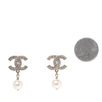Chanel Crystal Pearl CC Drop Earrings Gold 2 of 4