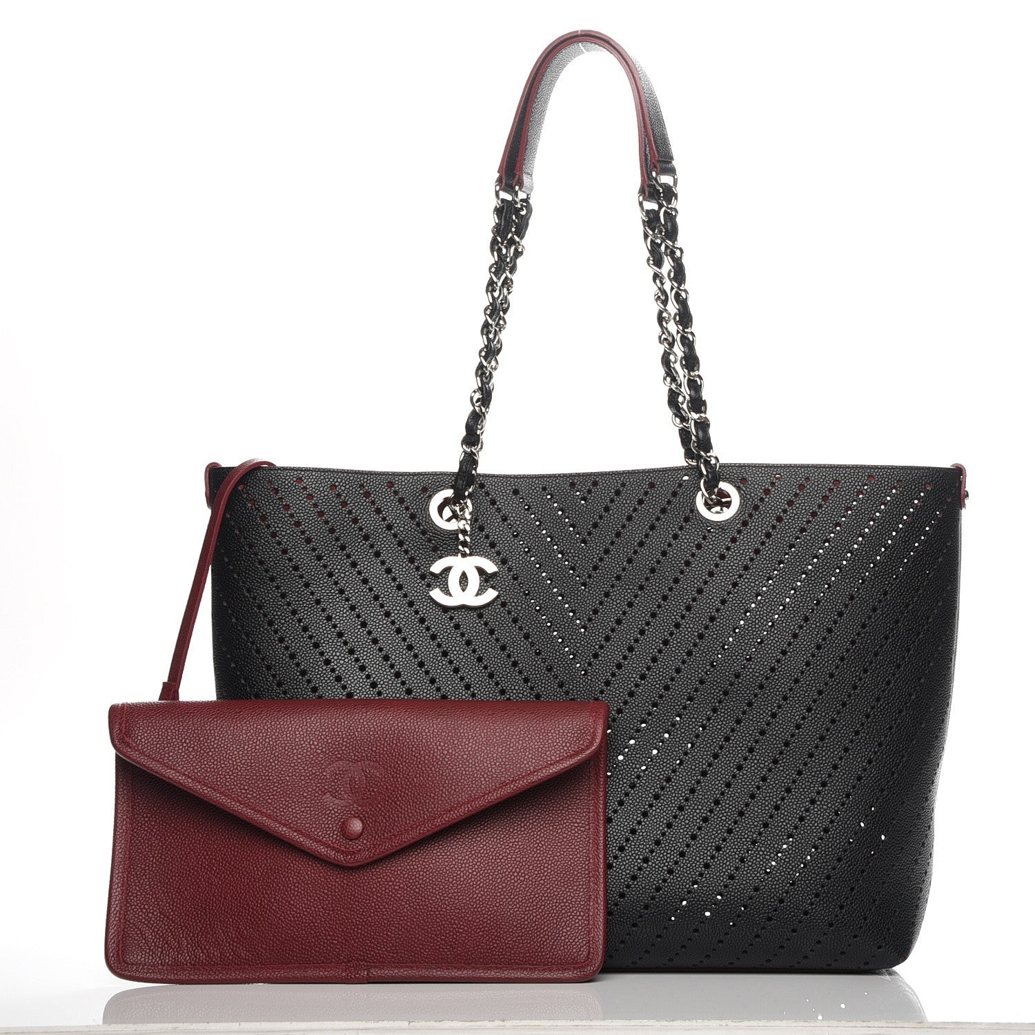Chanel Perforated Grained Calfskin Large Shopping Tote Black 8 of 8