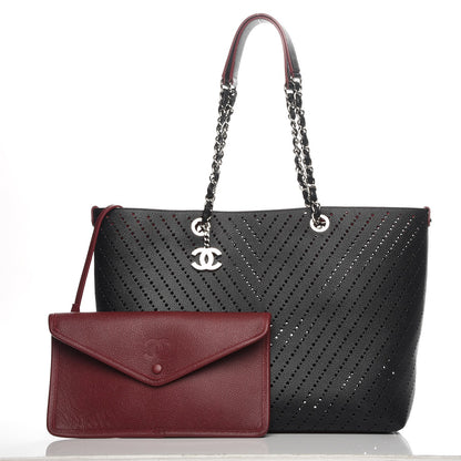 Chanel Perforated Grained Calfskin Large Shopping Tote Black 8 of 8