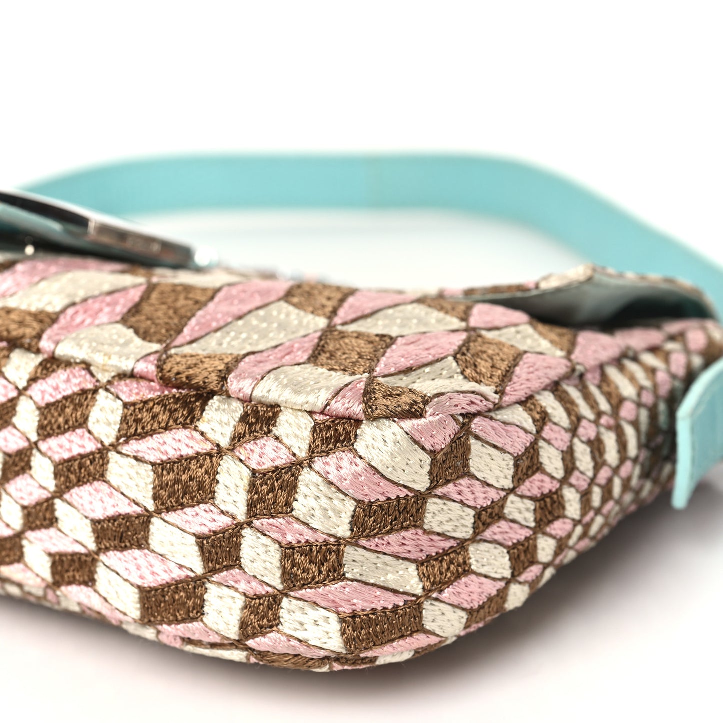 Fabric Lizard Crystal Embroidered Baguette Celeste
