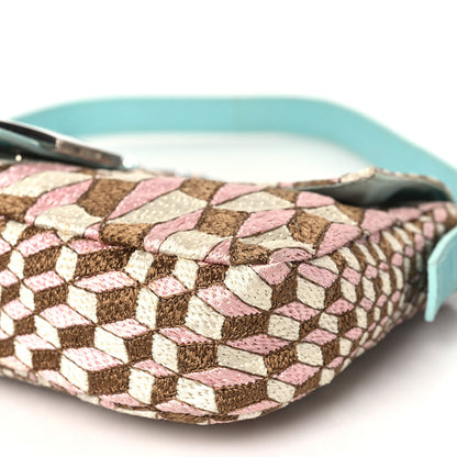 Fendi Fabric Lizard Crystal Embroidered Baguette Celeste 9 of 12
