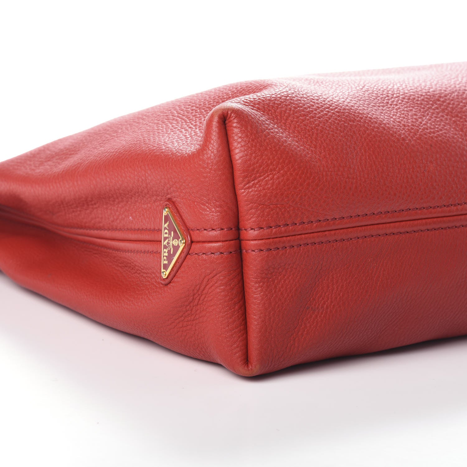 Prada Vitello Daino Logo Hobo Rosso 8 of 9