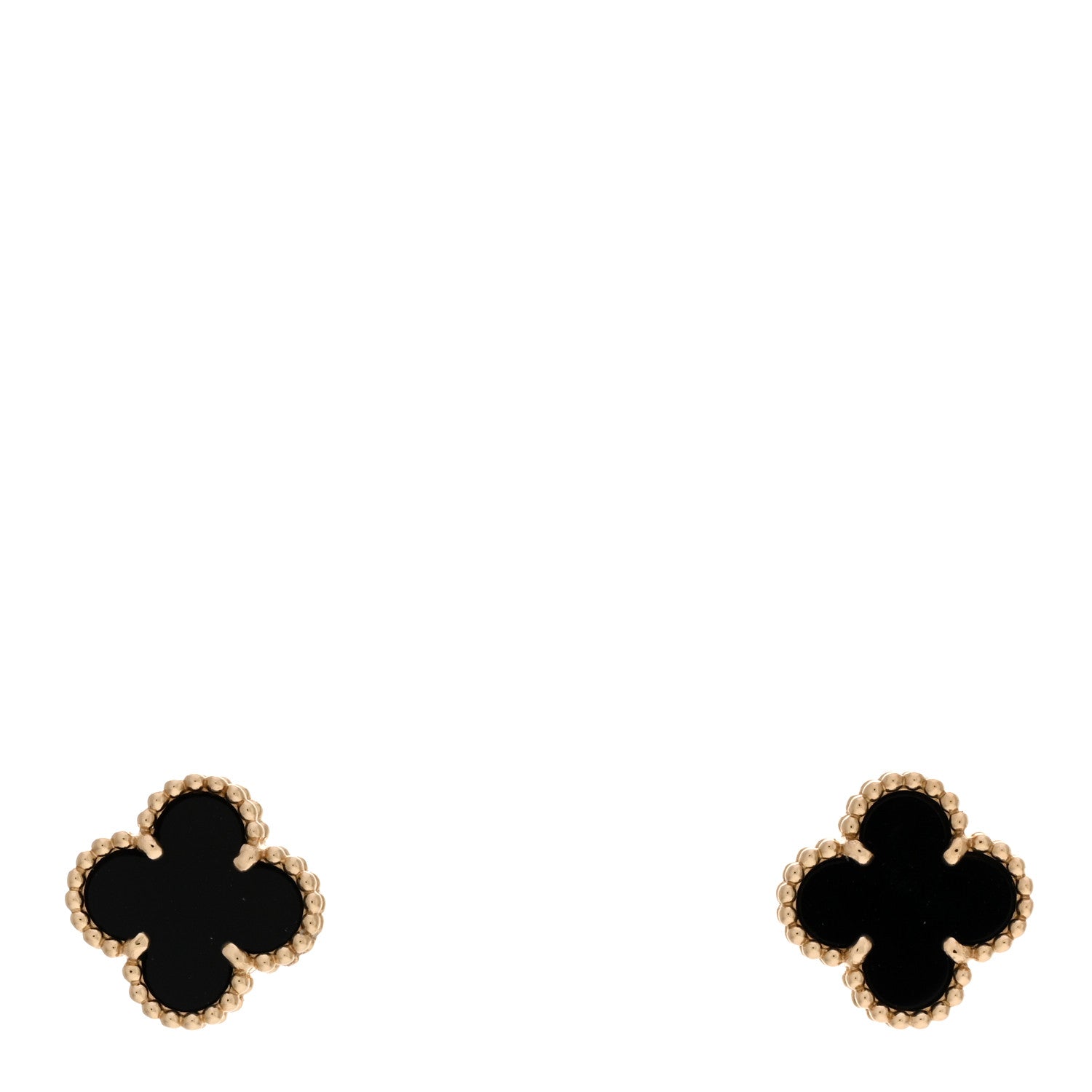 Van Cleef & Arpels 18K Yellow Gold Black Onyx Sweet Alhambra Earrings 1 of 5