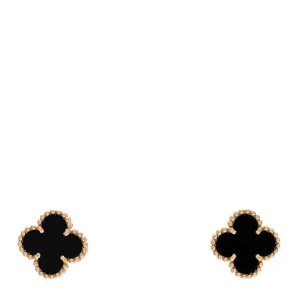 Van Cleef & Arpels 18K Yellow Gold Black Onyx Sweet Alhambra Earrings 1 of 5