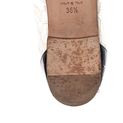 Chanel Lace Patent Calfskin Cap Toe CC Ballerina Flats 36.5 Off White Black 17 of 18