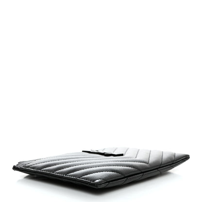 Saint Laurent Grain De Poudre Chevron Monogram Bill Pouch Black 4 of 10