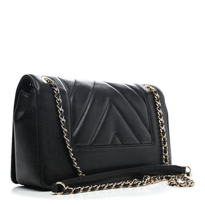 Chanel Sheepskin Chevron Quilted Medium Vintage Mademoiselle Flap Black 2 of 4