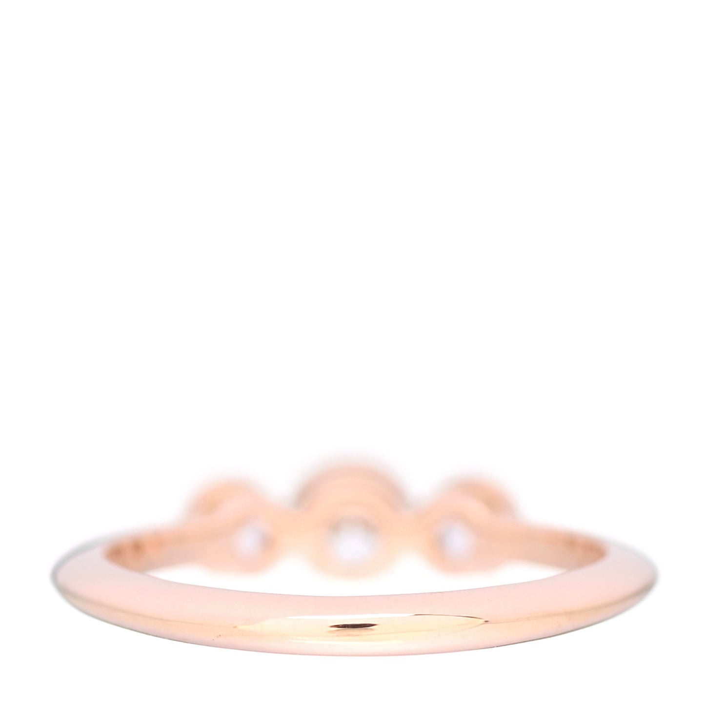 18K Rose Gold Diamond Three Stone Milgrain Ring 48 4.5