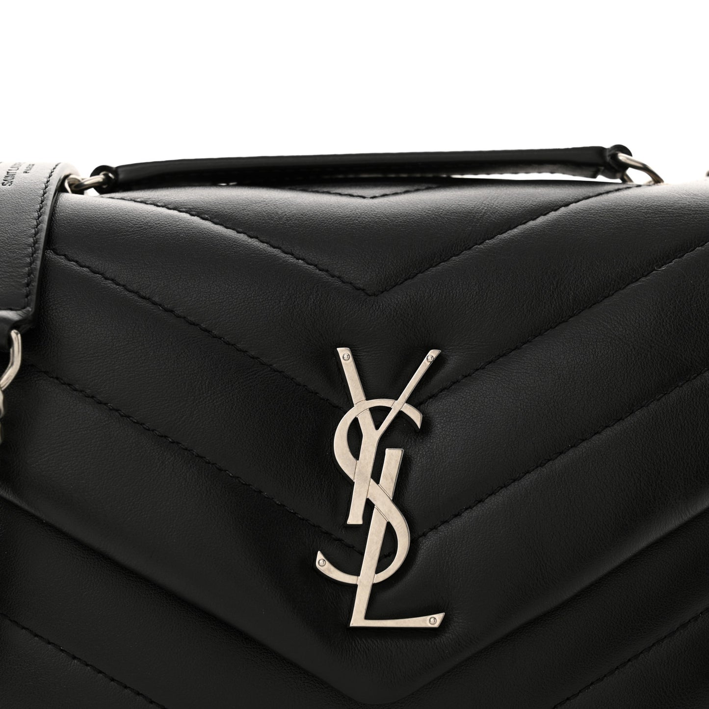 Calfskin Y Quilted Monogram Small Loulou Chain Satchel Black
