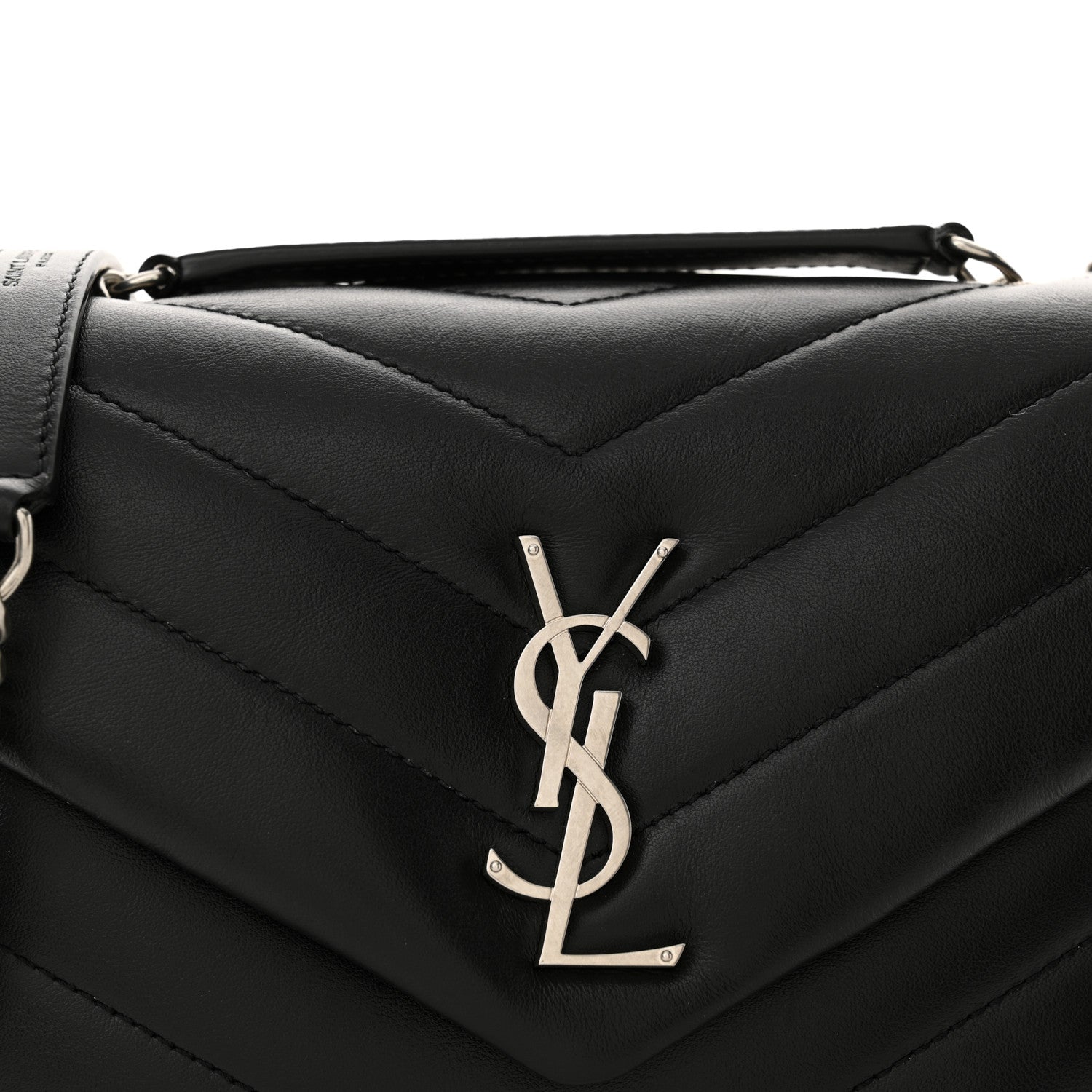 Saint Laurent Calfskin Y Quilted Monogram Small Loulou Chain Satchel Black 8 of 10