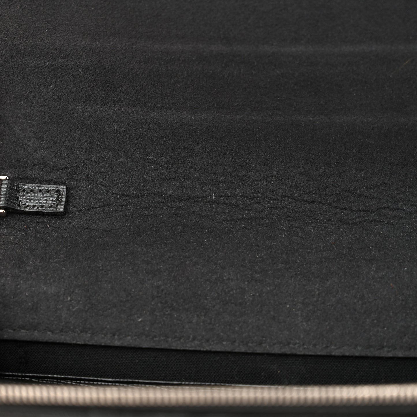 Vitello Elite Mink Fur Studded Karlito Tube Wallet on Chain Black