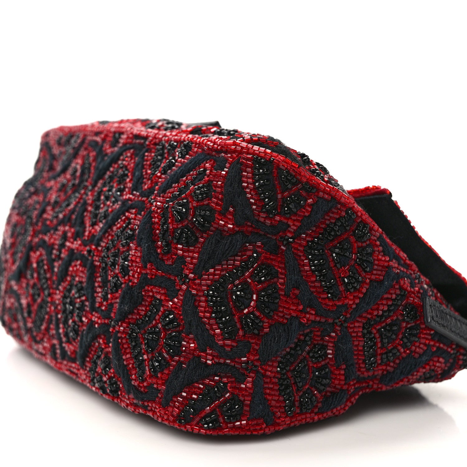 Fendi Embroidered Lizard Beaded Mini Mama Baguette Black Red 9 of 13