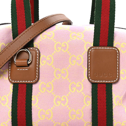Gucci GG Supreme Web Mini GG Top Handle Bag Pink Yellow Beige 9 of 11