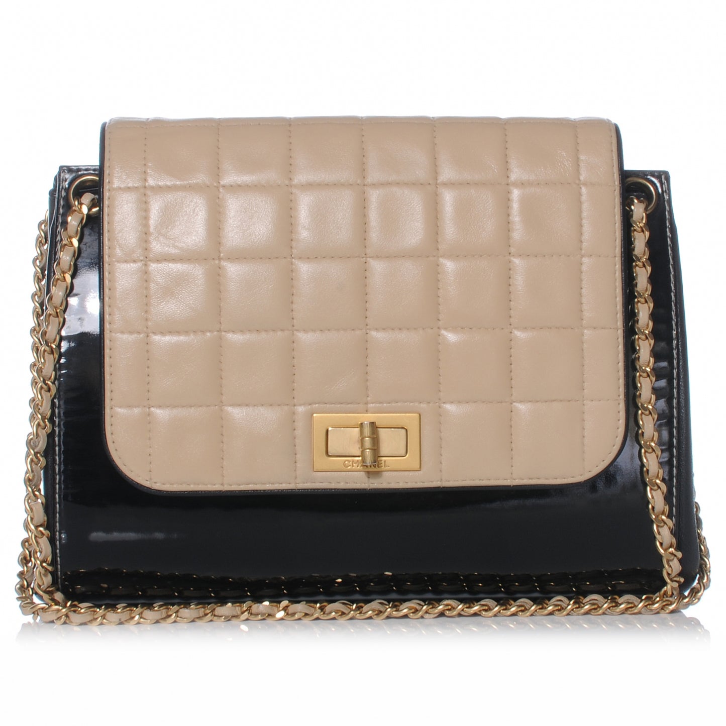 Lambskin and Patent Chocolate Bar Accordion Reissue Flap