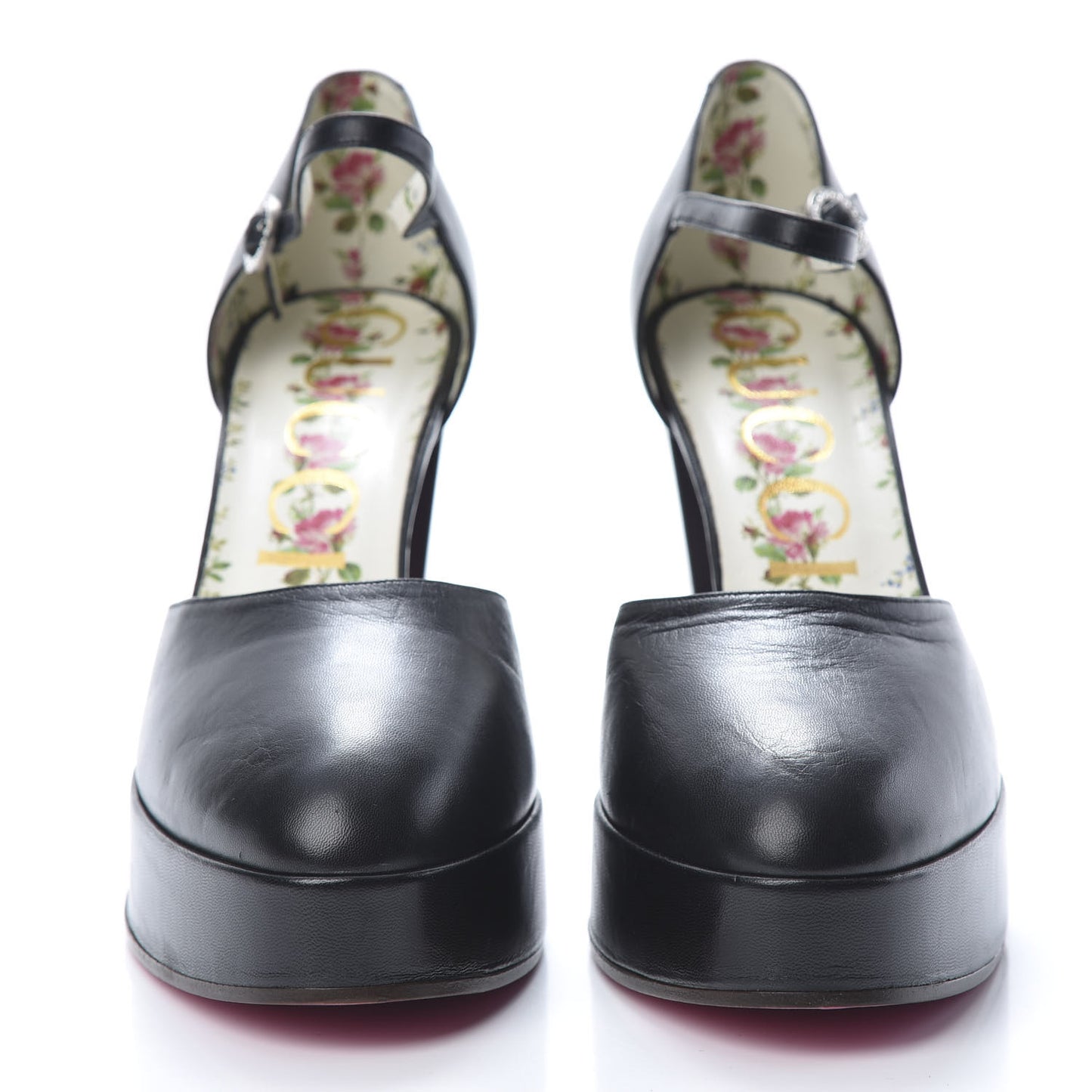 Calfskin Embellished Agon Ankle Strap Platform Pumps 39 Black