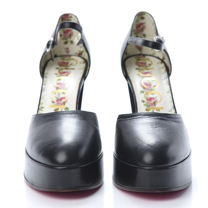 Gucci Calfskin Embellished Agon Ankle Strap Platform Pumps 39 Black 2 of 11