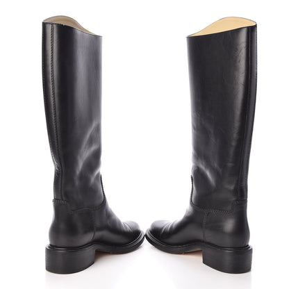 Chanel Calfskin Logo Riding Boots 38 Black 5 of 14