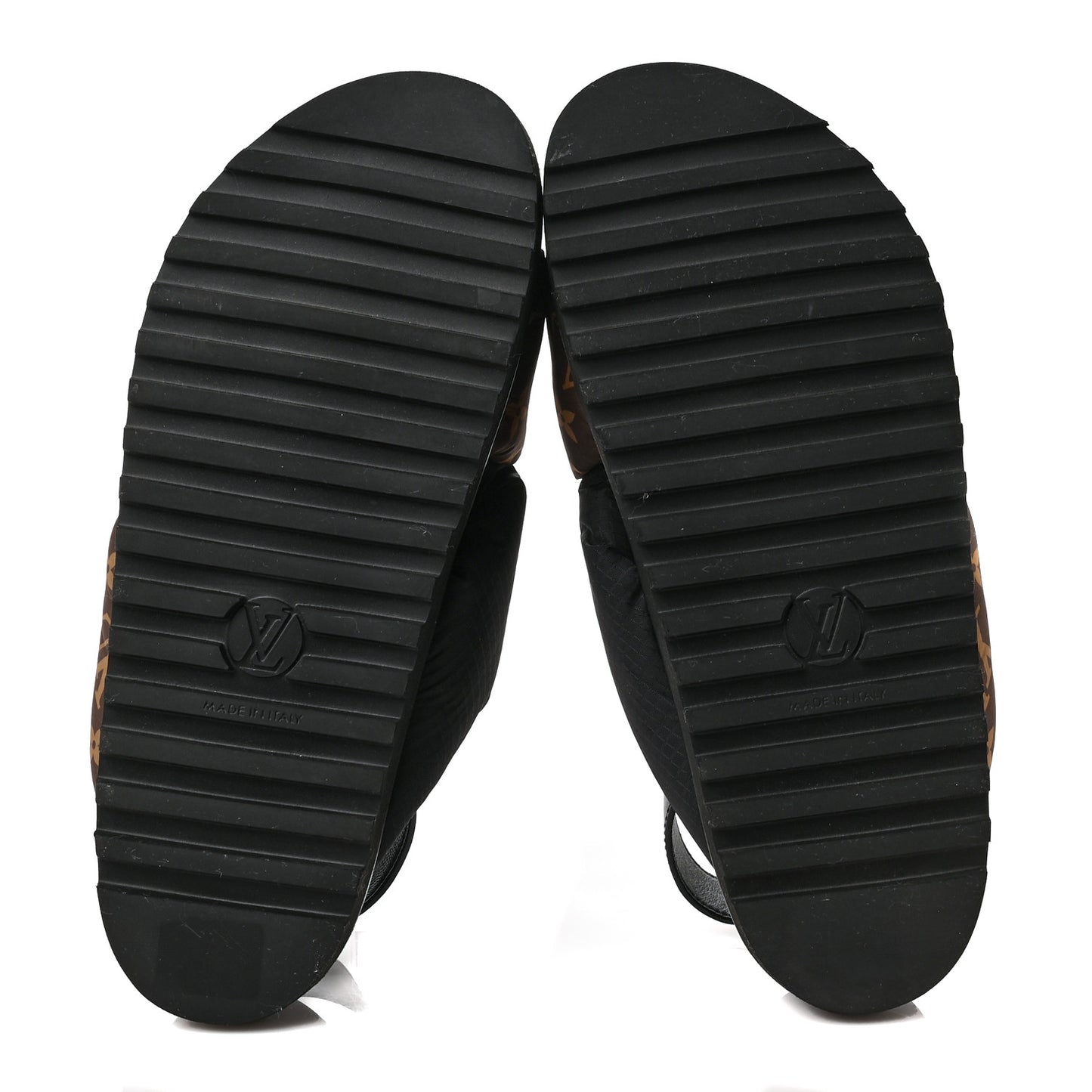 Calfskin Padded Nylon Monogram Paseo Flat Comfort Sandals 41 Black