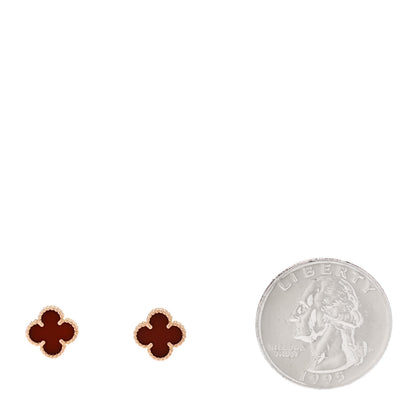 Van Cleef & Arpels 18K Rose Gold Carnelian Sweet Alhambra Earrings 2 of 5