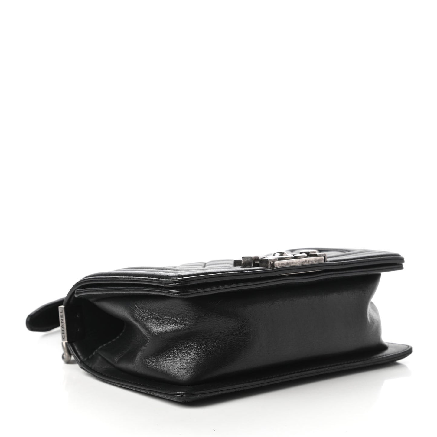 Calfskin Quilted Small Boy Flap Black