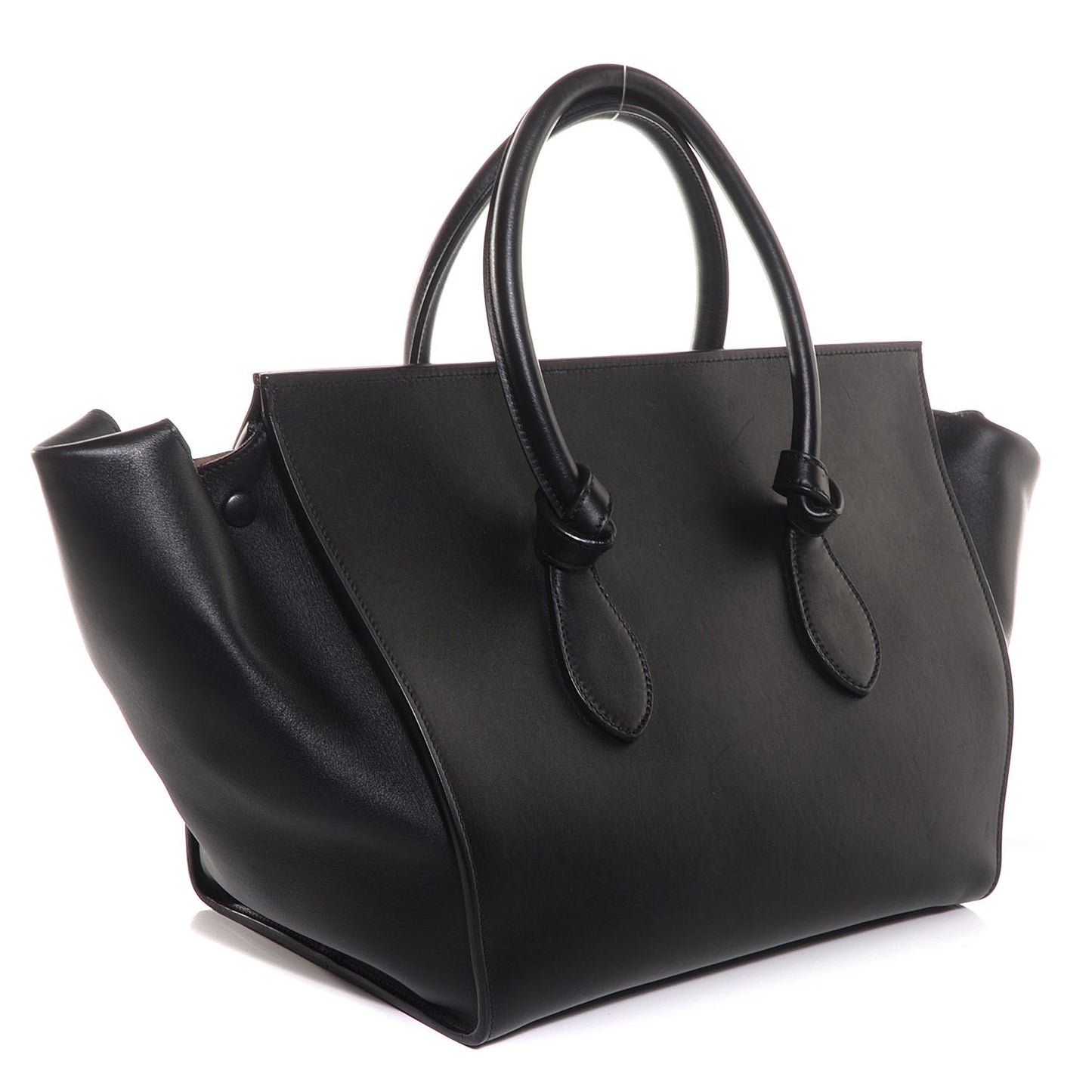 Smooth Calfskin Large Tie Knot Tote Black