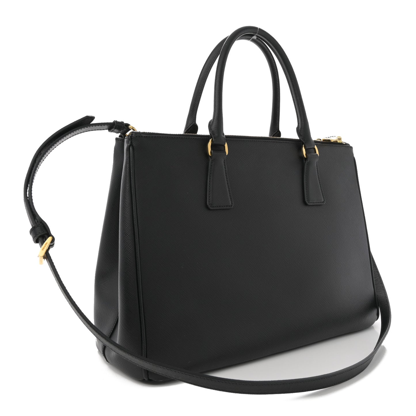 Saffiano Lux Large Galleria Double Zip Tote Black