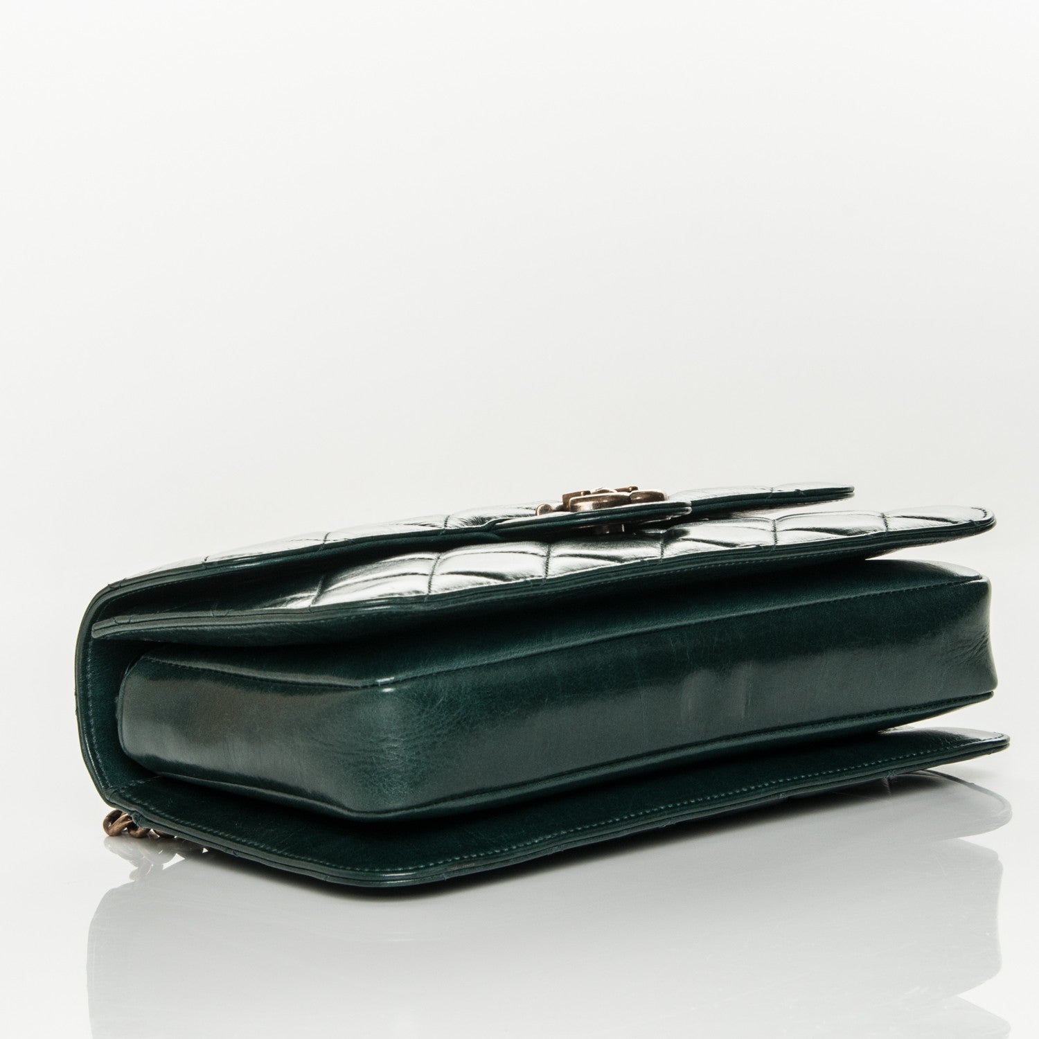 Chanel Glazed Calfskin Quilted Medium Perfect Edge Flap Dark Green 5 of 8