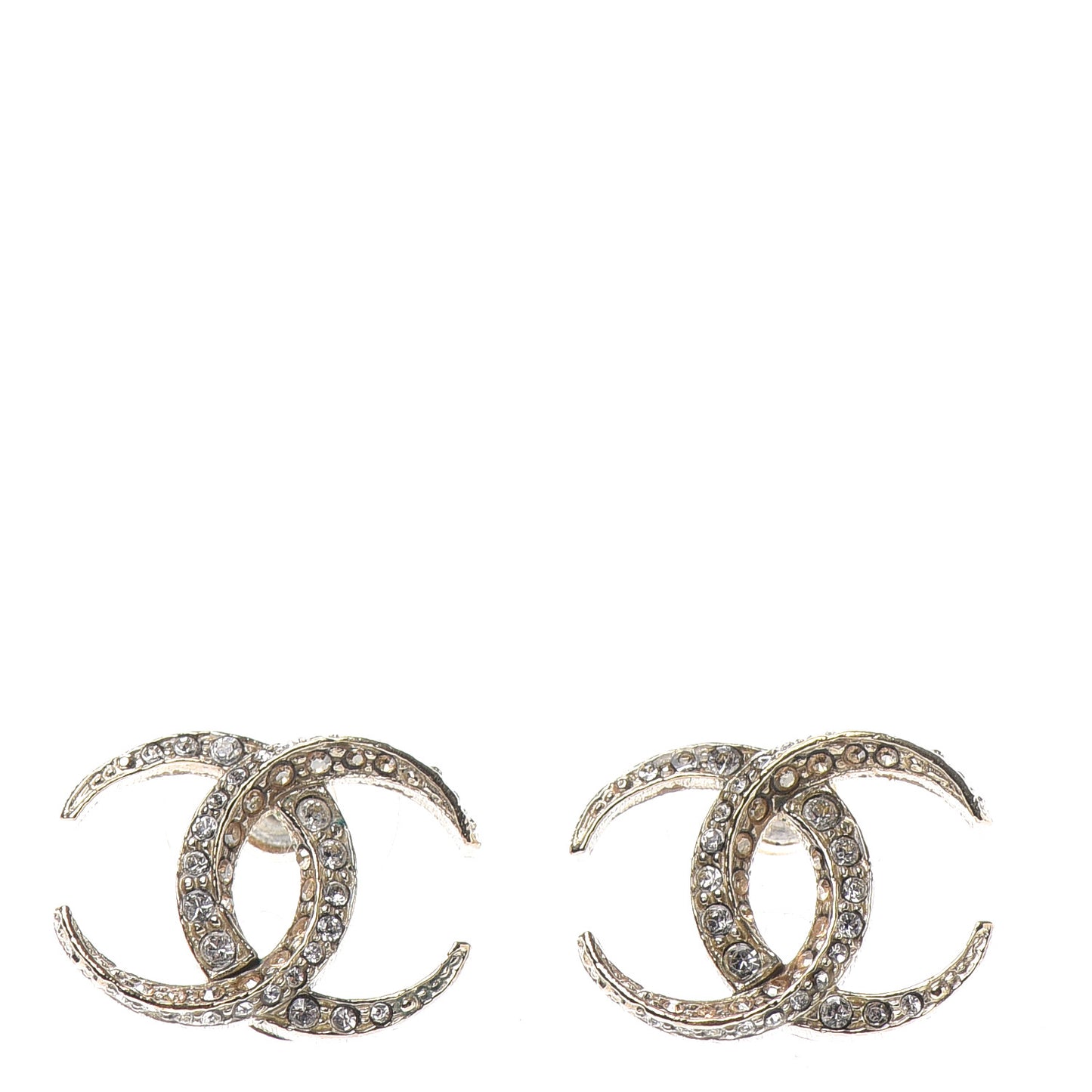 Crystal CC Moon Earrings Gold