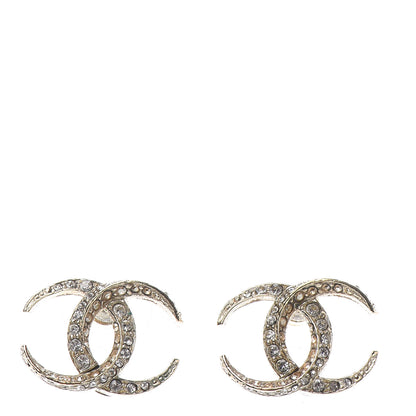 Chanel Crystal CC Moon Earrings Gold 1 of 4