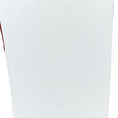 Gucci Canvas Sylvie Stripe Logo Mens Pursuit Slide Sandals 7 Mystic White Hibiscus Red Maritime 6 of 8