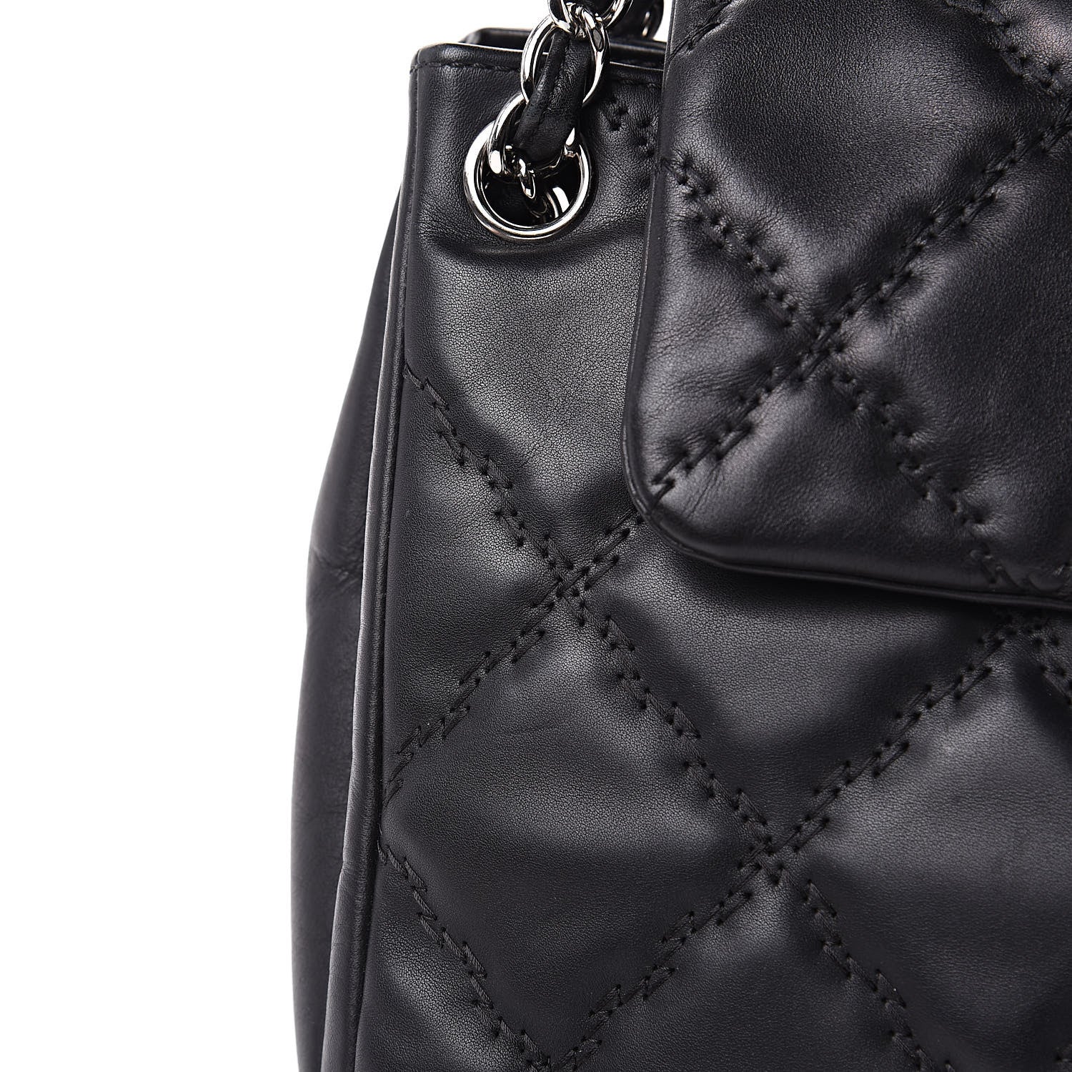Chanel Calfskin Double Stitch Large Hamptons Flap Bag Black 13 of 16