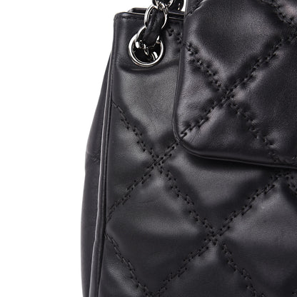 Chanel Calfskin Double Stitch Large Hamptons Flap Bag Black 13 of 16