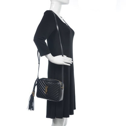 Saint Laurent Calfskin Matelasse Monogram Lou Camera Bag Black 2 of 14