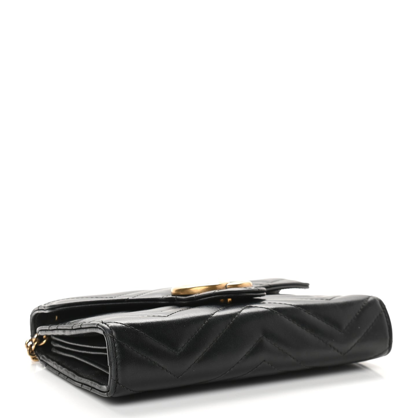 Calfskin Matelasse GG Marmont Chain Wallet Black
