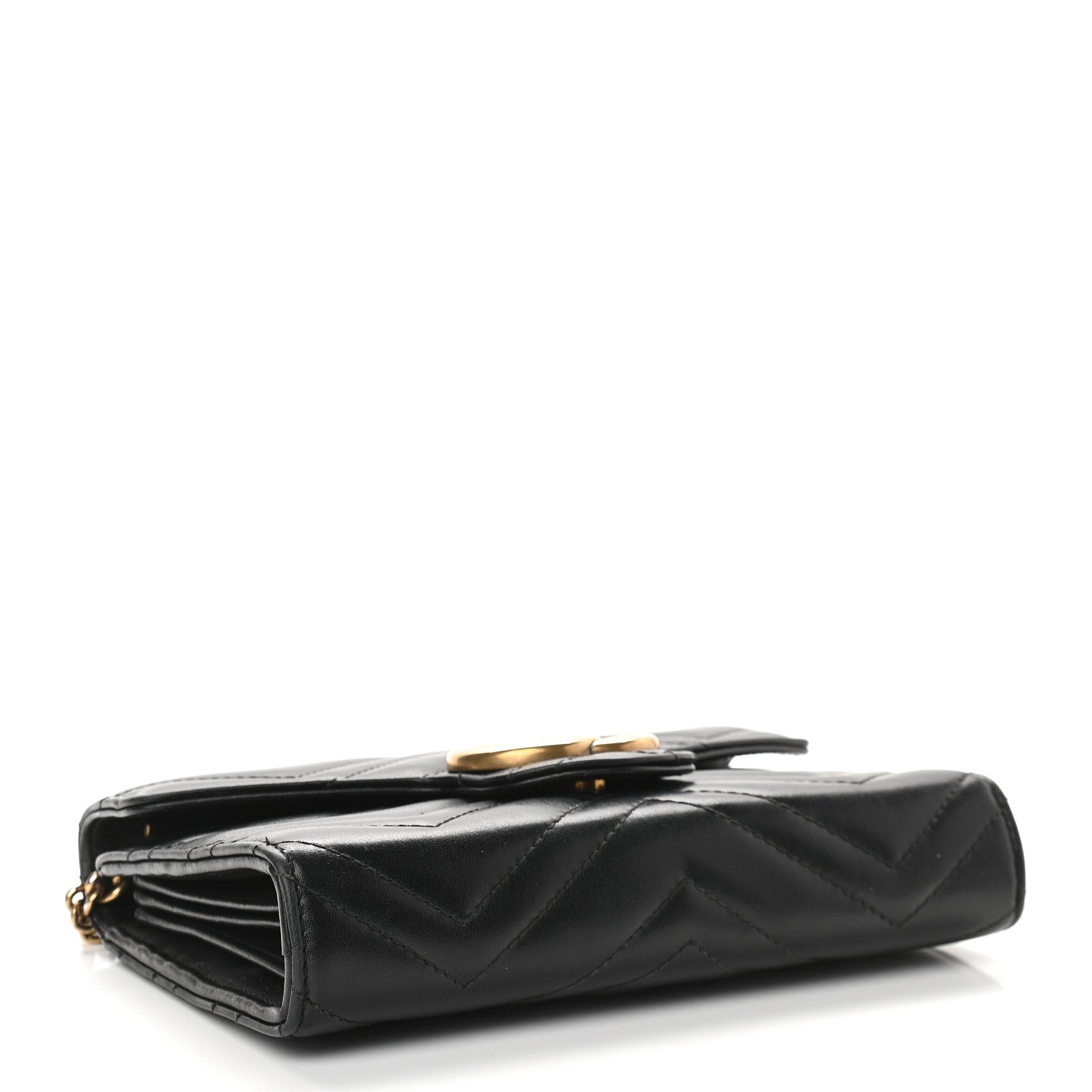 Gucci Calfskin Matelasse GG Marmont Chain Wallet Black 4 of 11
