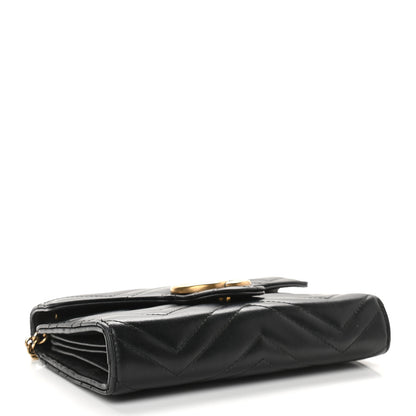 Gucci Calfskin Matelasse GG Marmont Chain Wallet Black 4 of 11