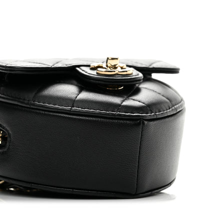 Chanel Lambskin Quilted CC In Love Heart Waist Belt Bag With Chain Black 9 of 12