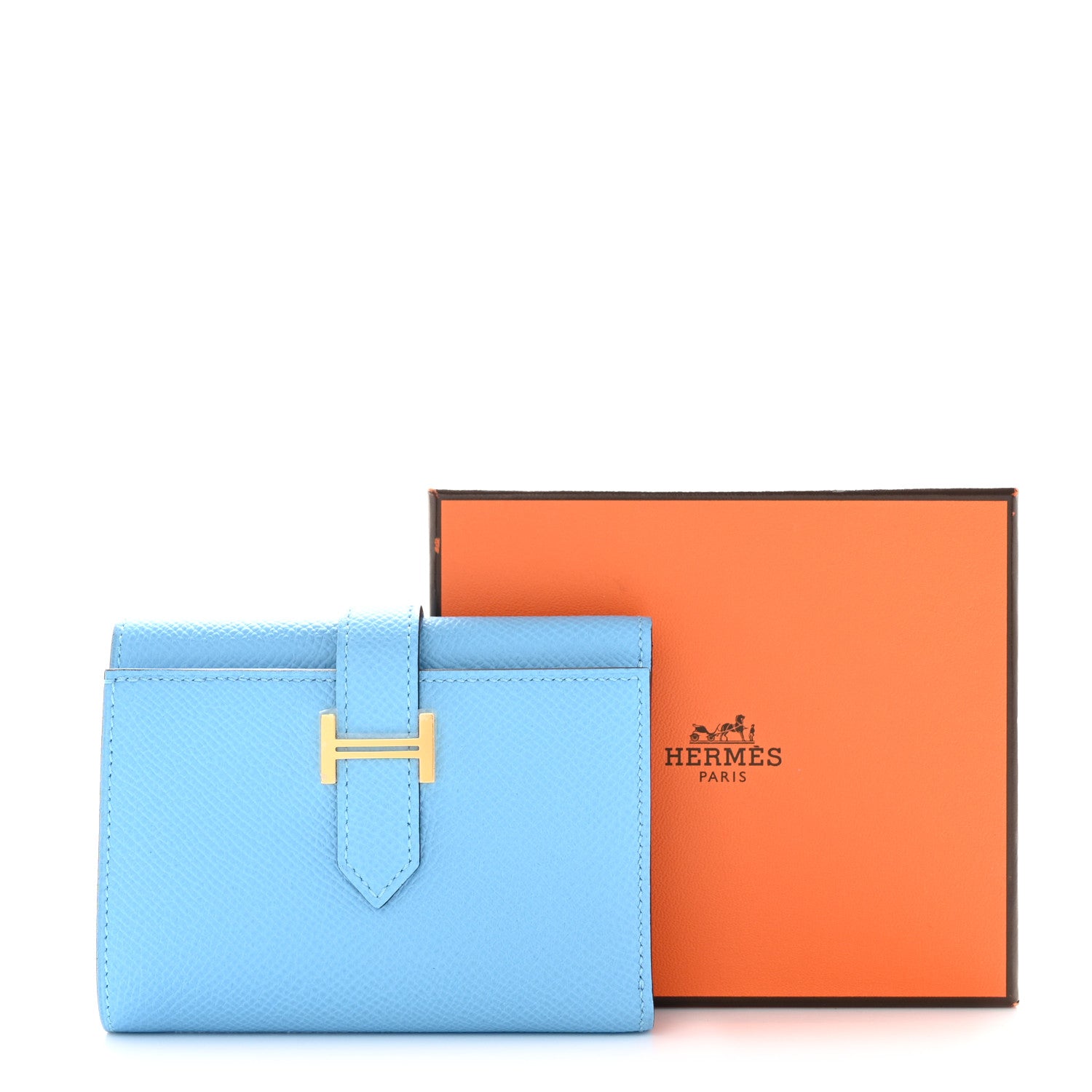 Hermes Epsom Tri-Fold Compact Bearn Wallet Celeste 7 of 7