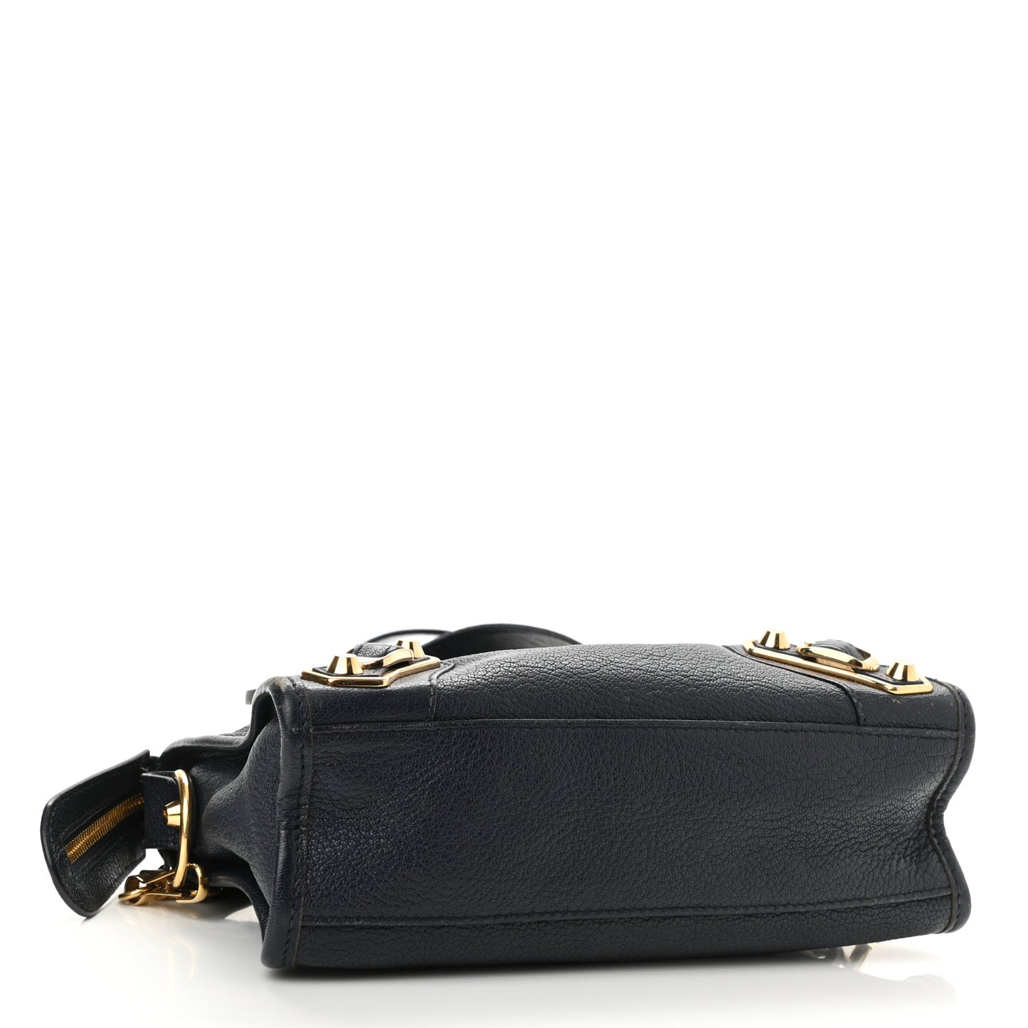 Chevre Gold Metallic Edge Hardware Mini City Bleu Nuit Dark Sea