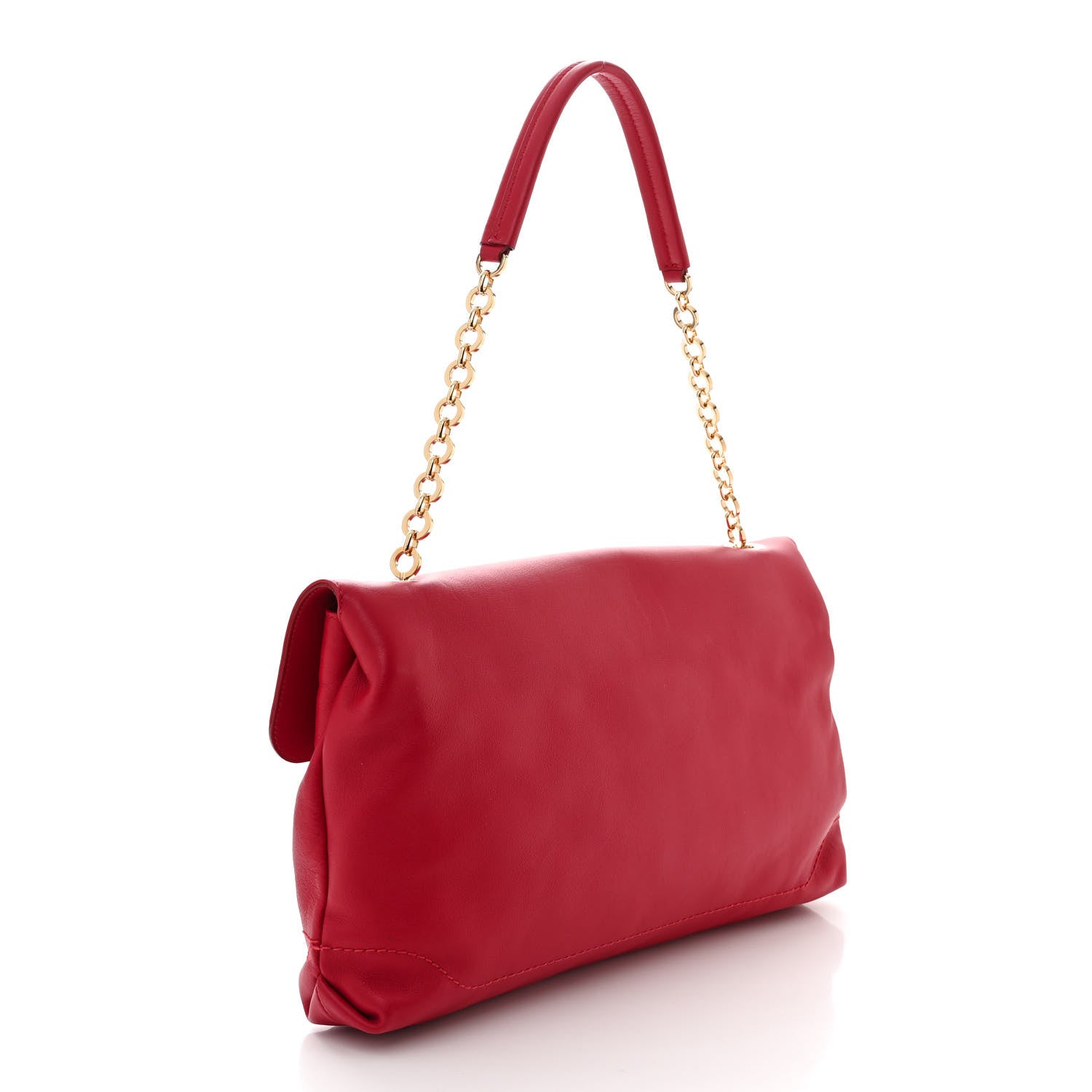 Salvatore Ferragamo Calfskin Gancini Chain Shoulder Bag Red 3 of 12