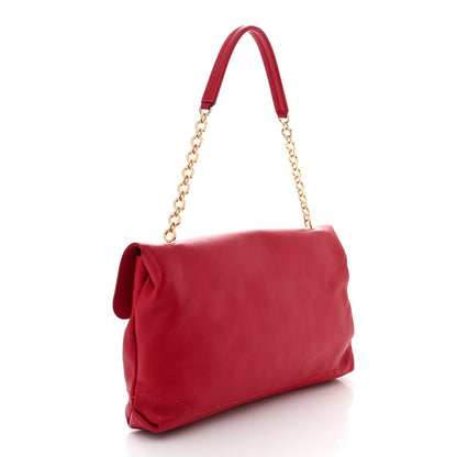 Salvatore Ferragamo Calfskin Gancini Chain Shoulder Bag Red 3 of 12