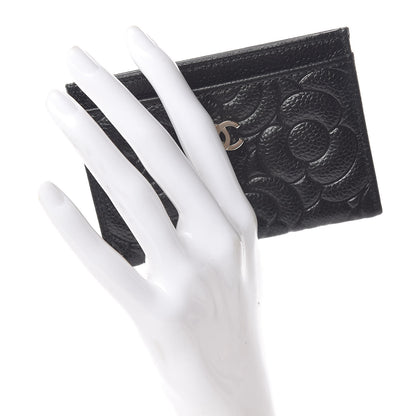 Chanel Caviar Camellia Embossed Card Holder Black 2 of 9