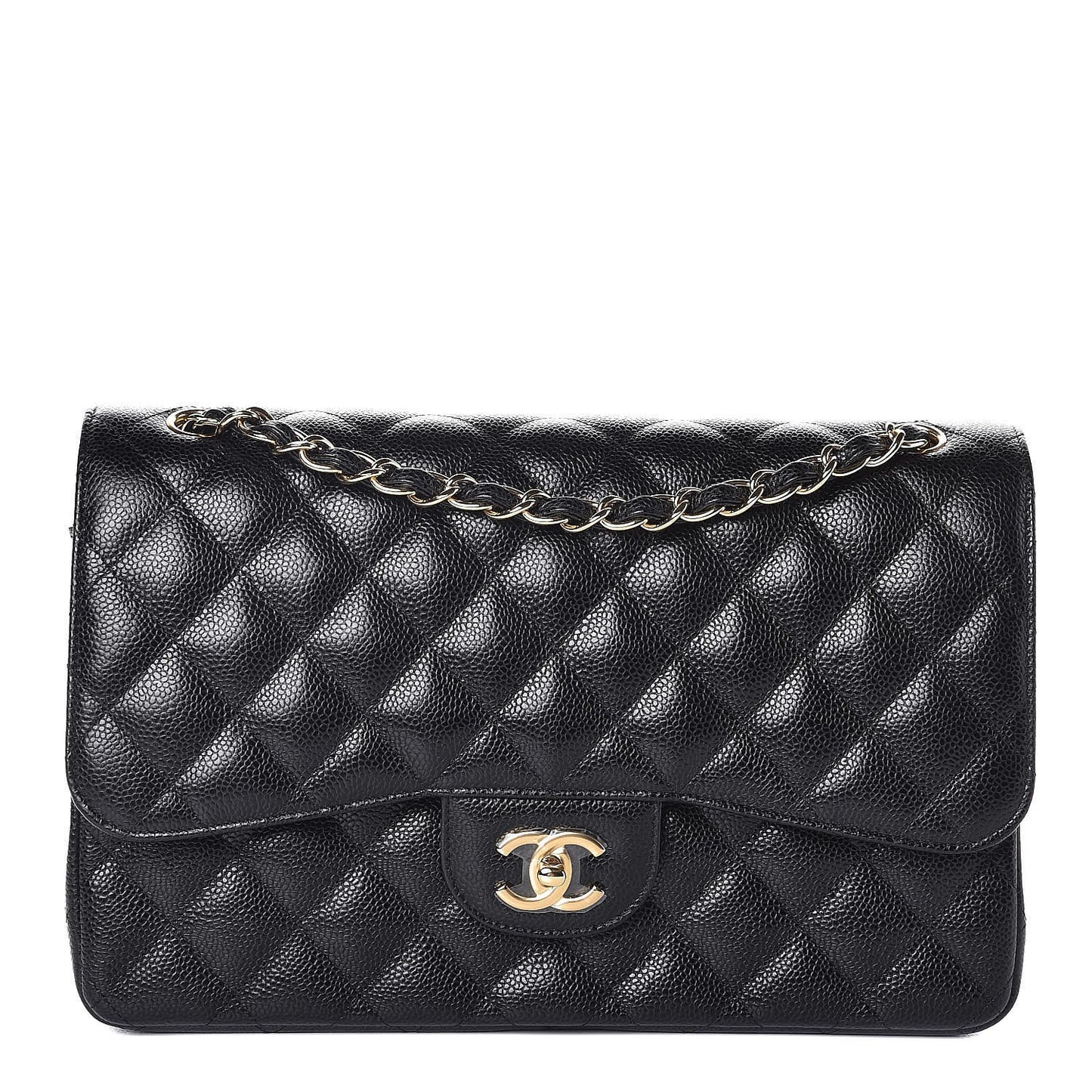 Caviar Quilted Jumbo Double Flap Black